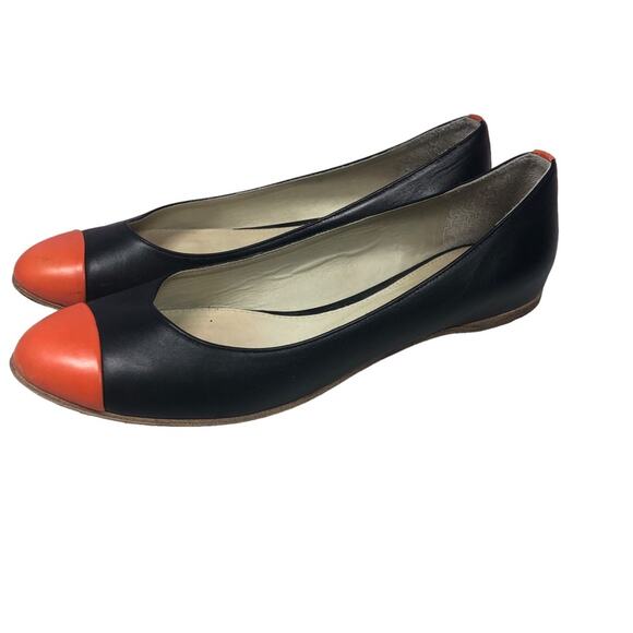 Jill Sander black / orange cap patent leather flats 36.5 (5.5) - Picture 8 of 10